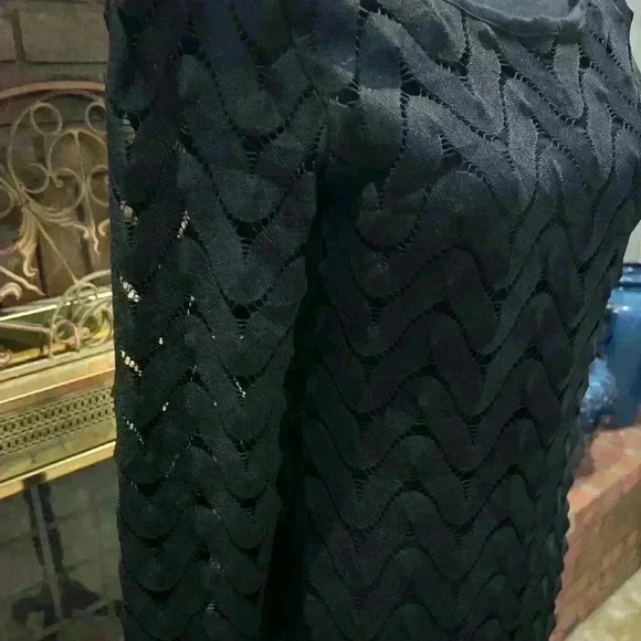 FREE PEOPLE BLACK LACE OVERLAY CUTOUT BACK CROCHET FITTED FORMAL DRESS SIZE SM - Picture 8 of 12